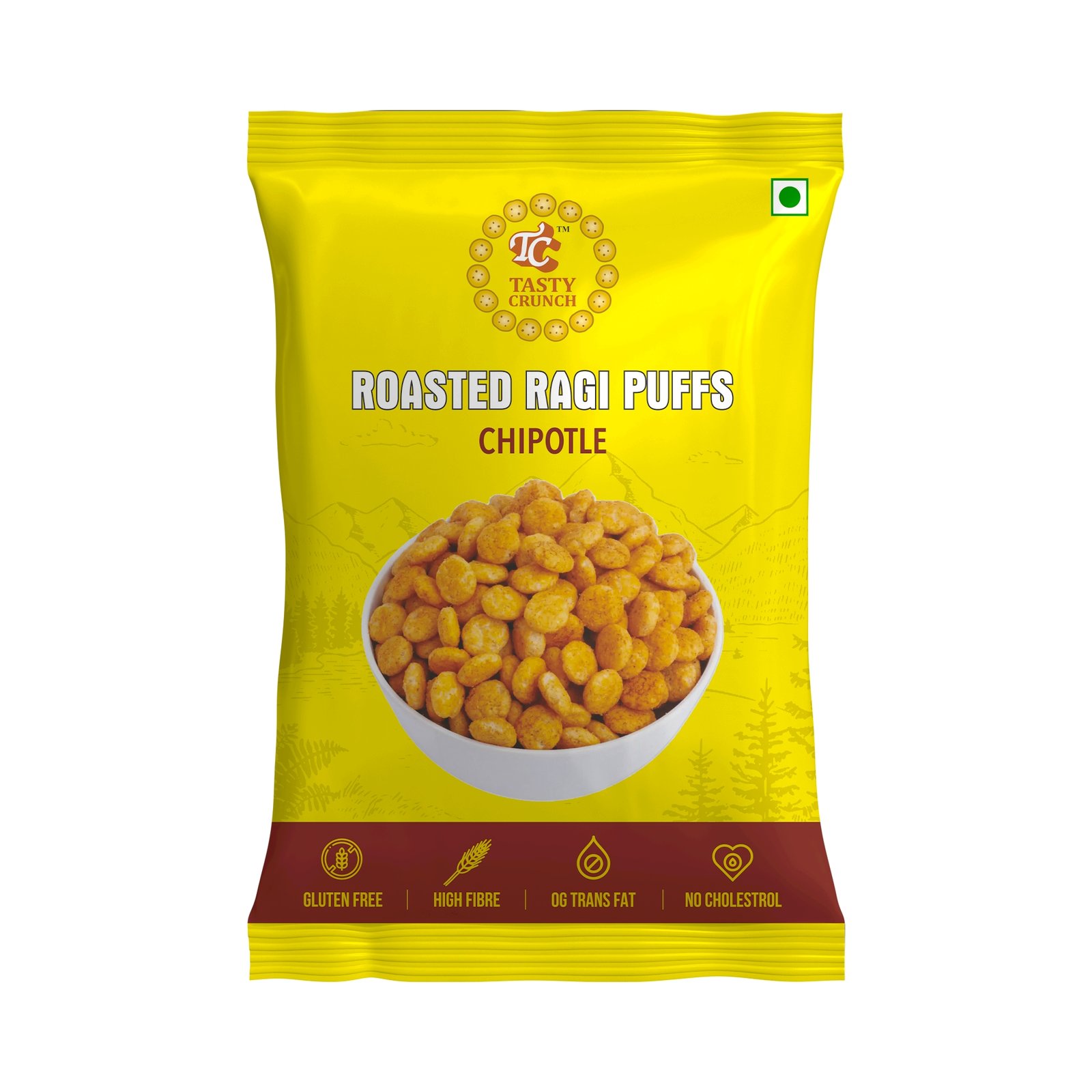 Tasty Crunch Roasted Jowar (Masala Munch, BBQ) & Ragi Puffs (Chipotle, Momo Chutney) | Sorghum & Finger Millet Puffs | Roasted Not Fried | High Fiber Healthy Snack | Pack of 8 gallery image